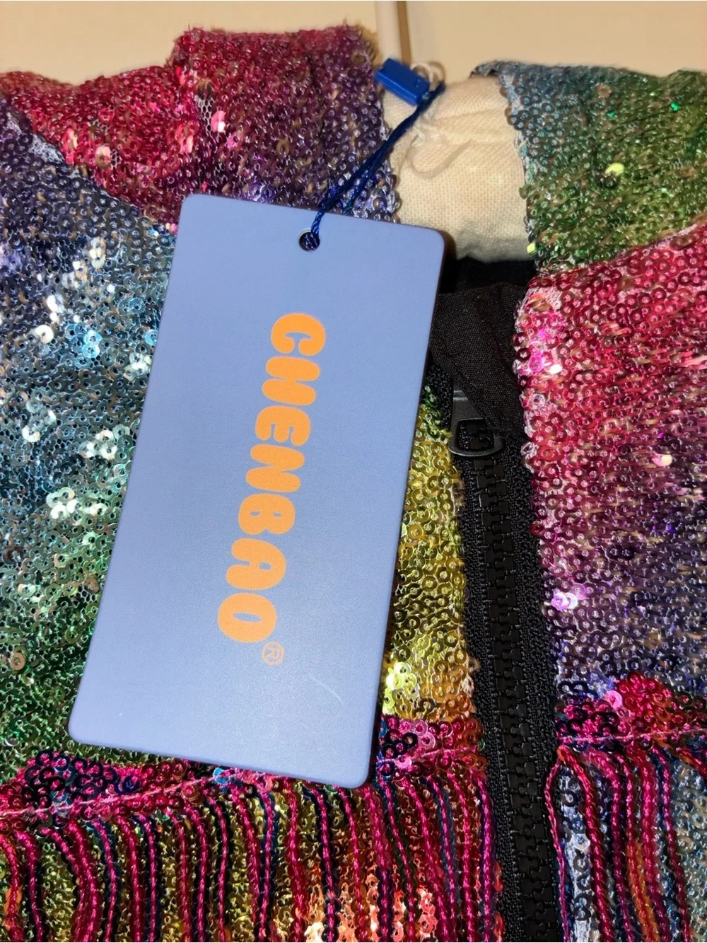 NWT Rainbow Sequin Fringe Bomber Jacket Girls Medium | Y2K| performance wear